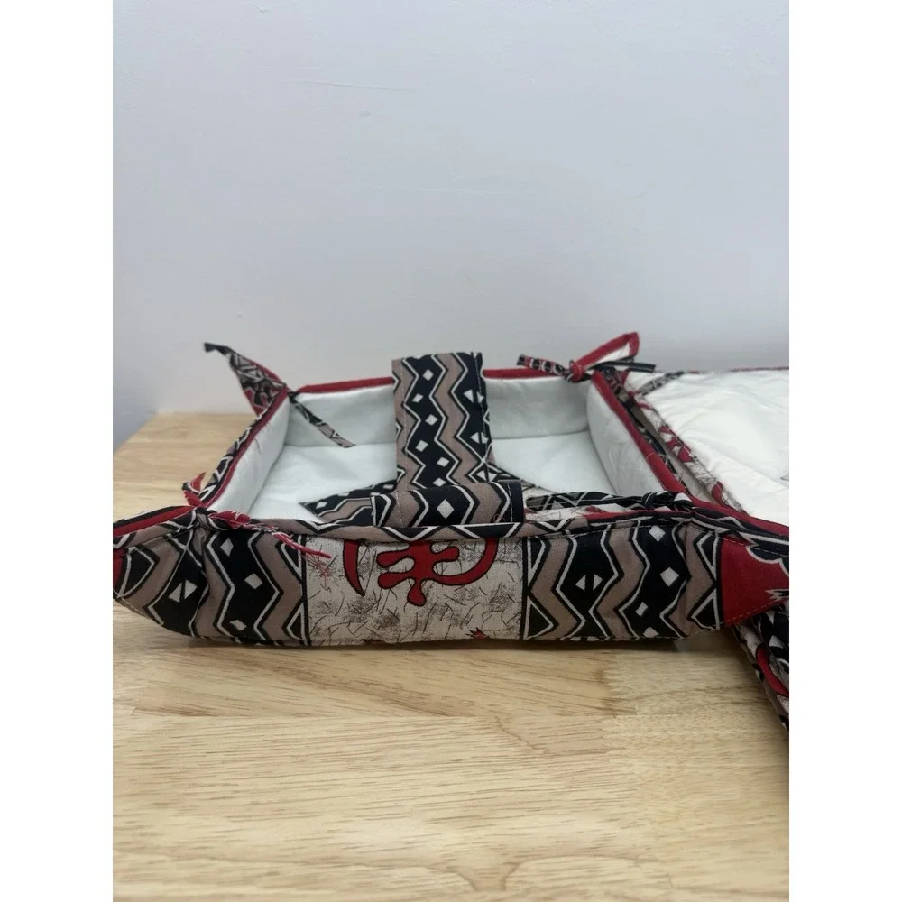 African Print Set/Six Placemats And Casserole Holder Quilted‎ Plastic Cover #50